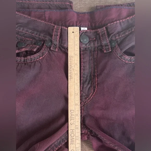 True Religion Ricky Straight Mens Jeans Burgundy Sz 34 Heavy 90s Skateboard